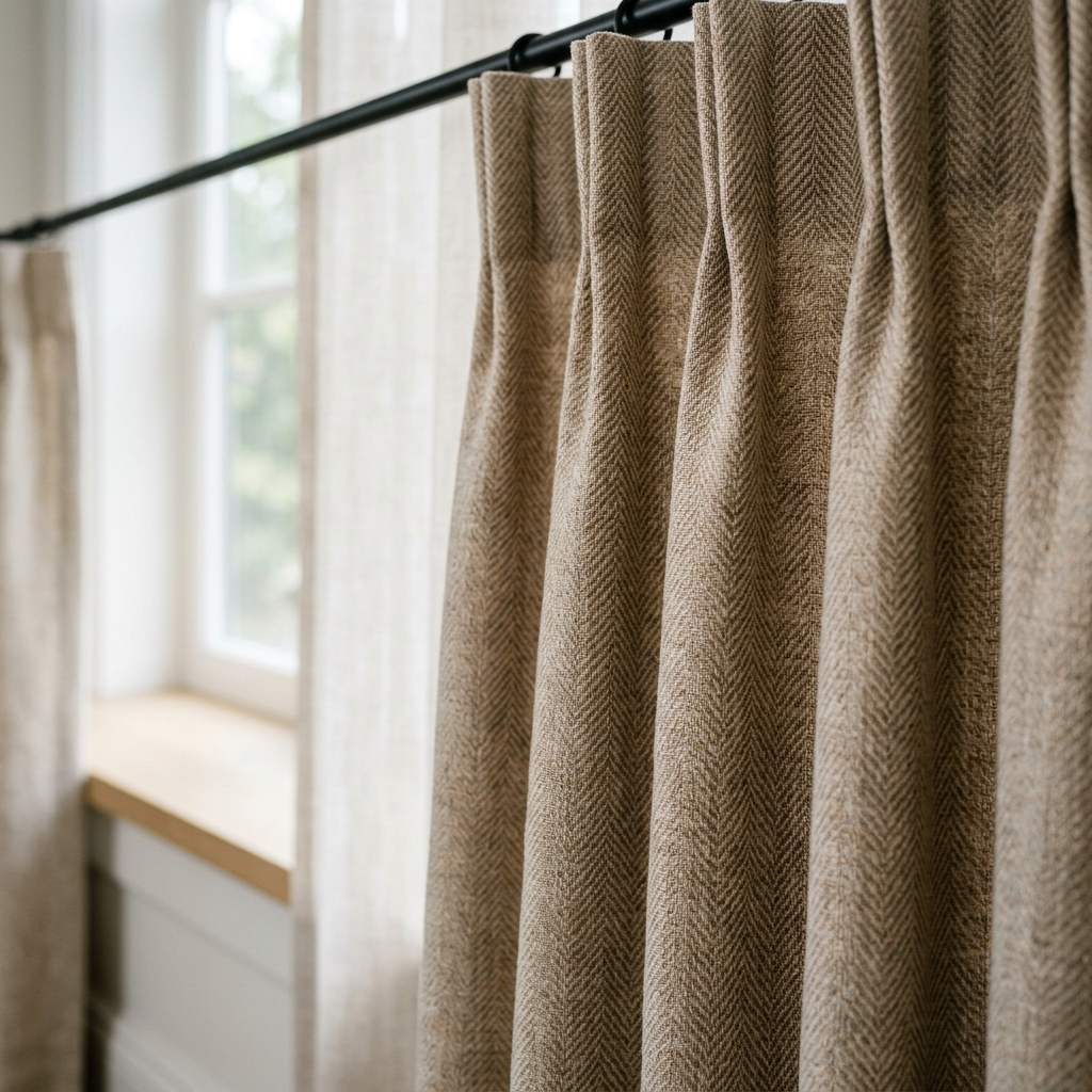 Pleated drapery curtains